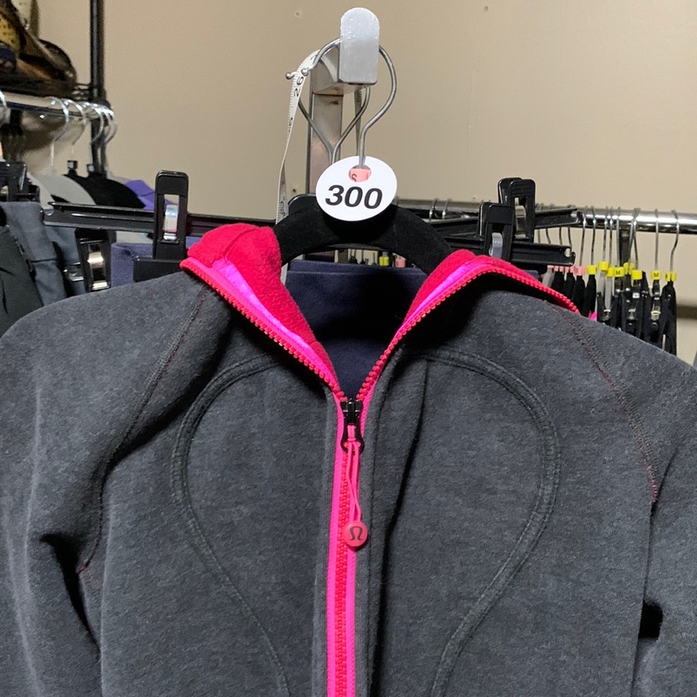 lululemon athletica Dark Gray Zip Hoodie with Hot Pink Trim